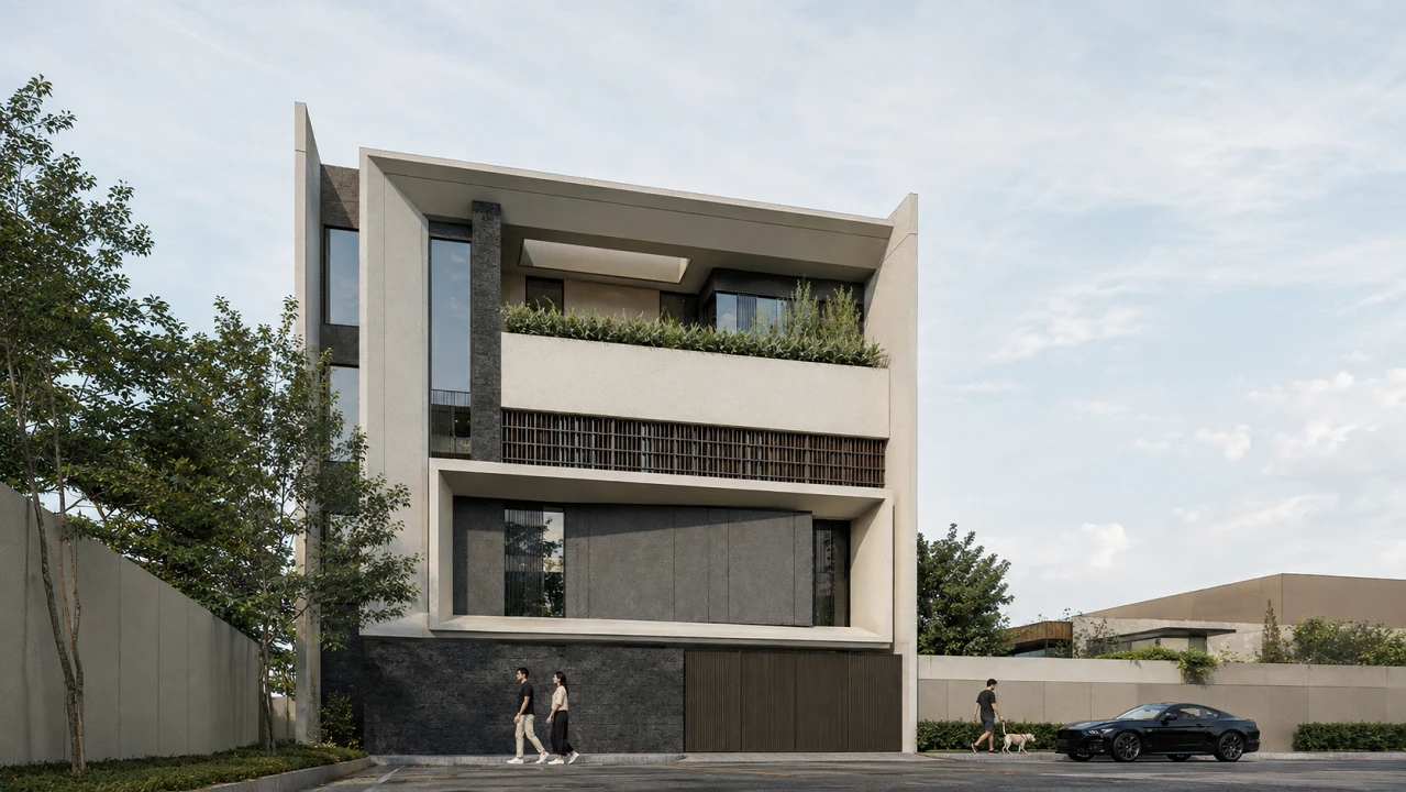 Exterior Perspective | 4 Storey Residence | Valenzuela | ABcubed Architects