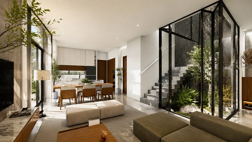 Living , Dining & Kitchen Area