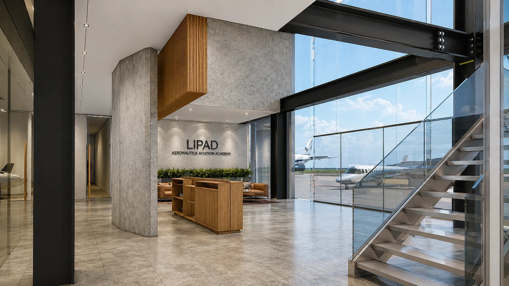 Contemporary Industrial Interior | Aviation Academy Lobby Interior | Bohol, Philippines