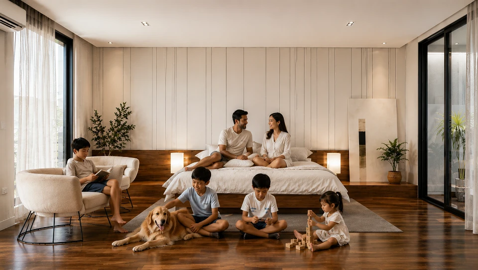 Warm Minimalist Retreat | Master Bedroom with Ensuite Bath & Walk-in Closet | Don Antonio, Quezon City