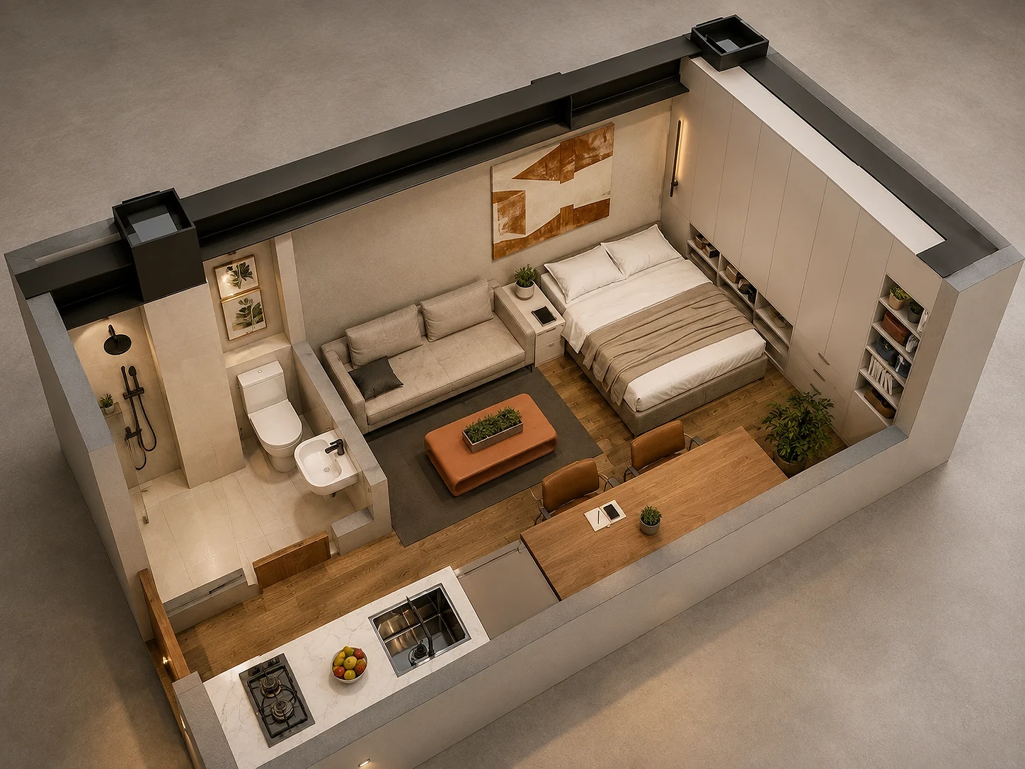 Efficient Studio Living, Warm Industrial | Typical Unit Interior | Boni Avenue, Mandaluyong