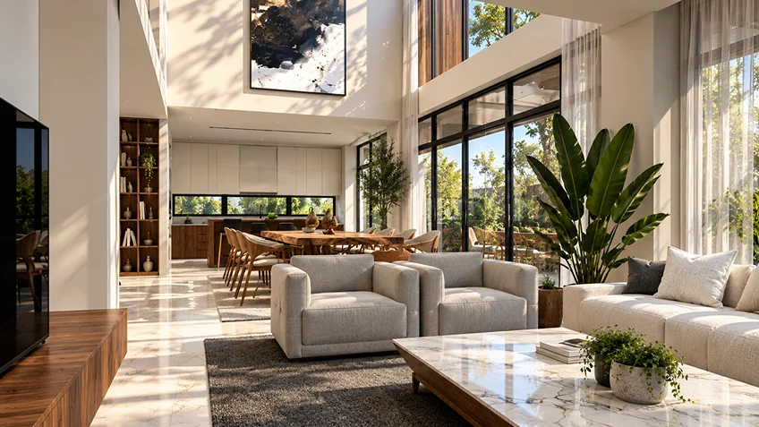 Living, Dining & Kitchen | Crest | Quezon City | ABcubed Architects