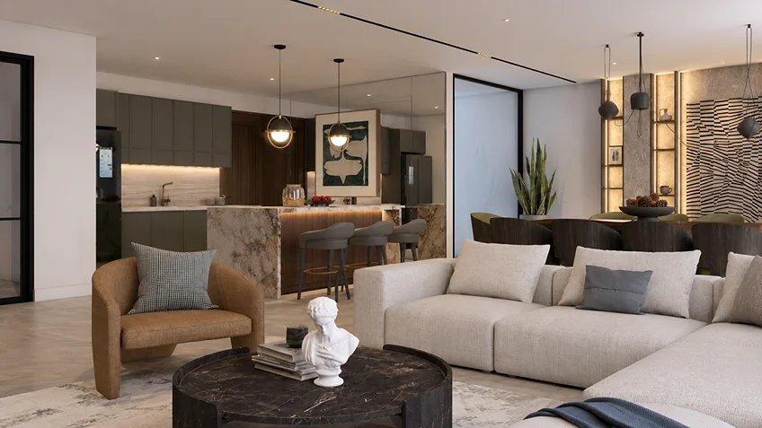 Living , Dining & Kitchen