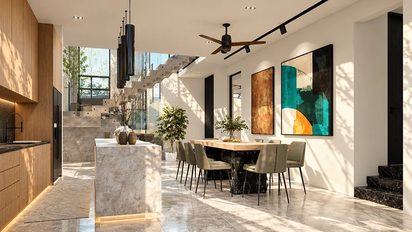 Living, Family Area, Dining & Kitchen | J.B. Residence | Batasan, Quezon City | ABcubed Architects