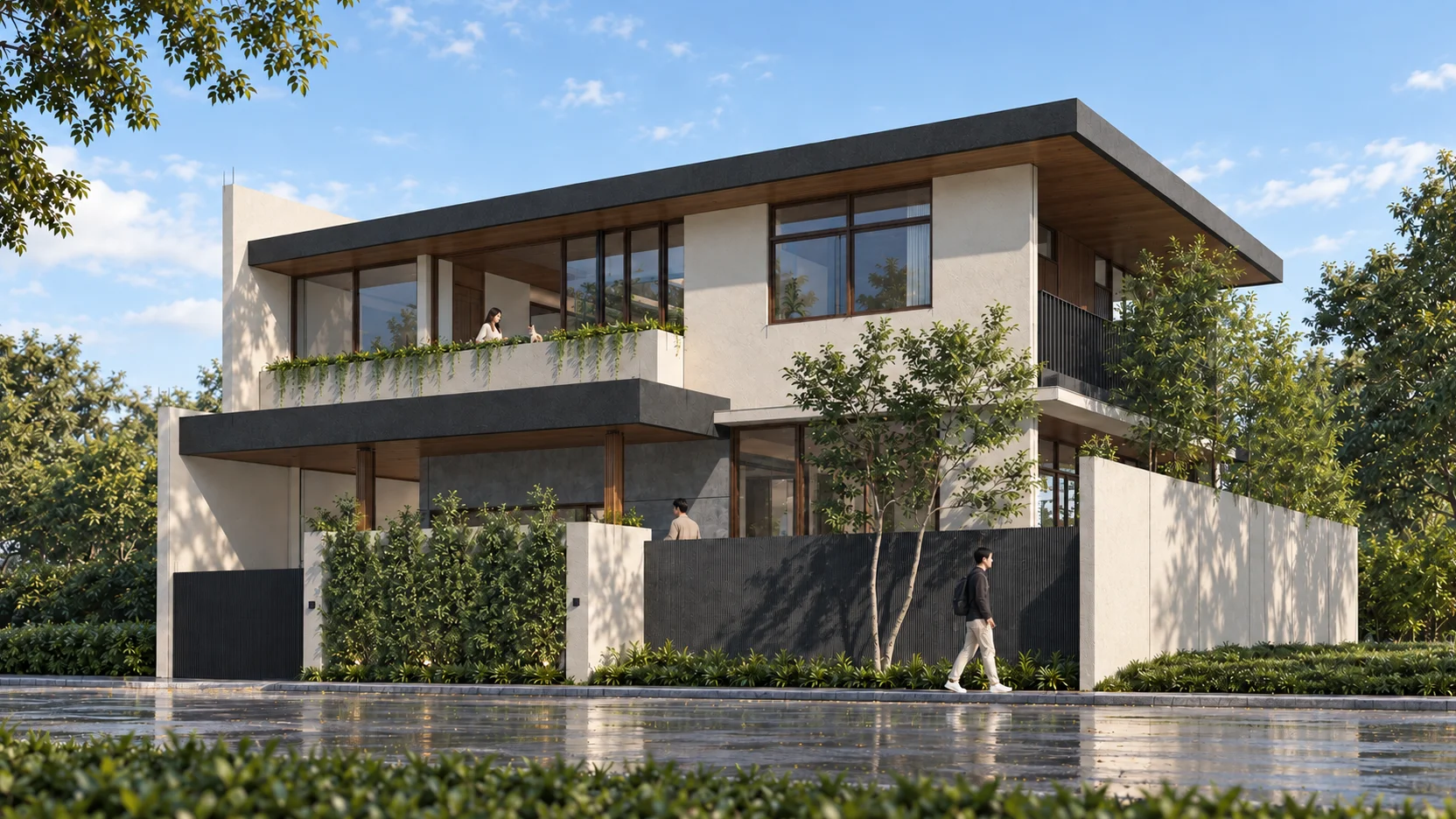 Sunlit Through-Lot Residence, Timber Lattice Facade | Contemporary Two-Storey Home | Laguna
