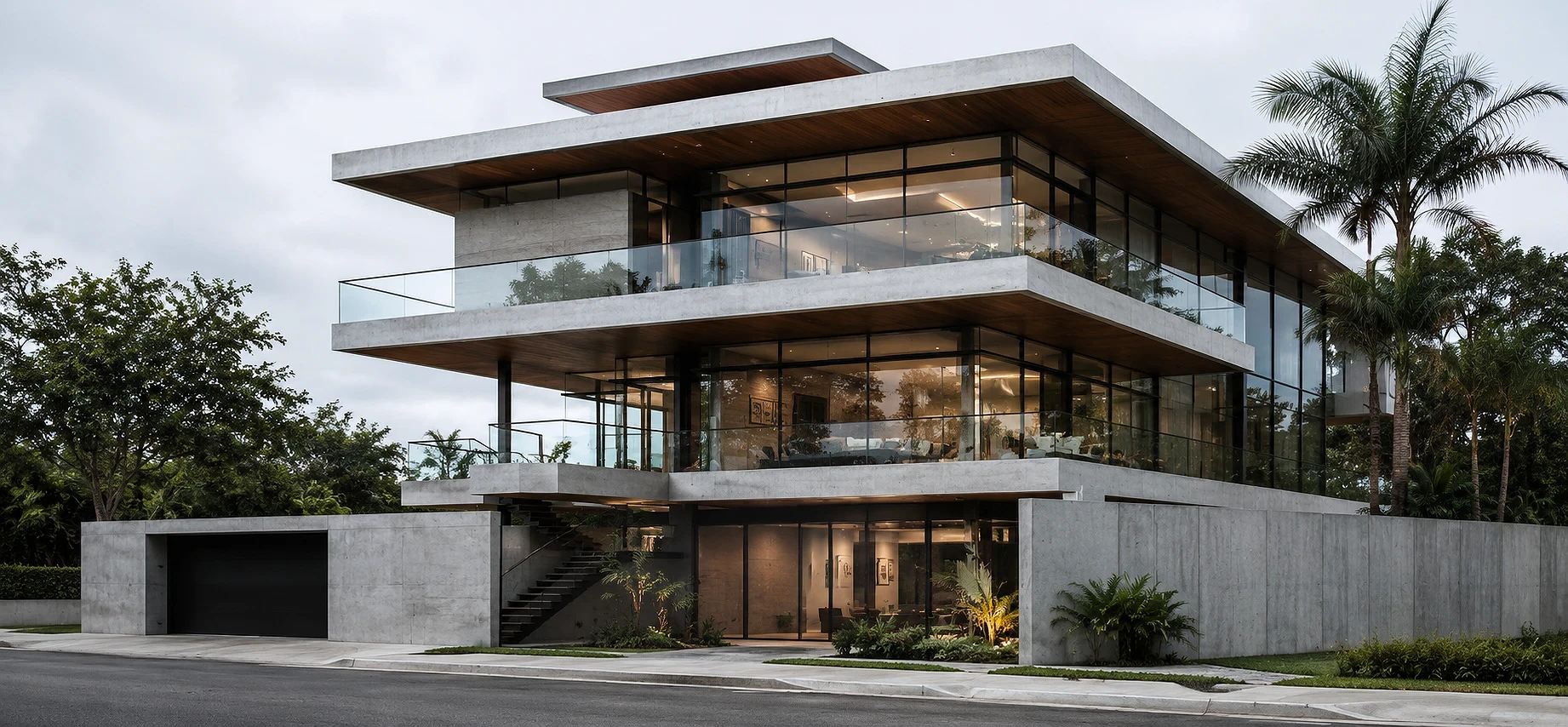 Board Formed Concrete, Floating Glass Boxes | Industrial Minimalist Mansion | Tagaytay