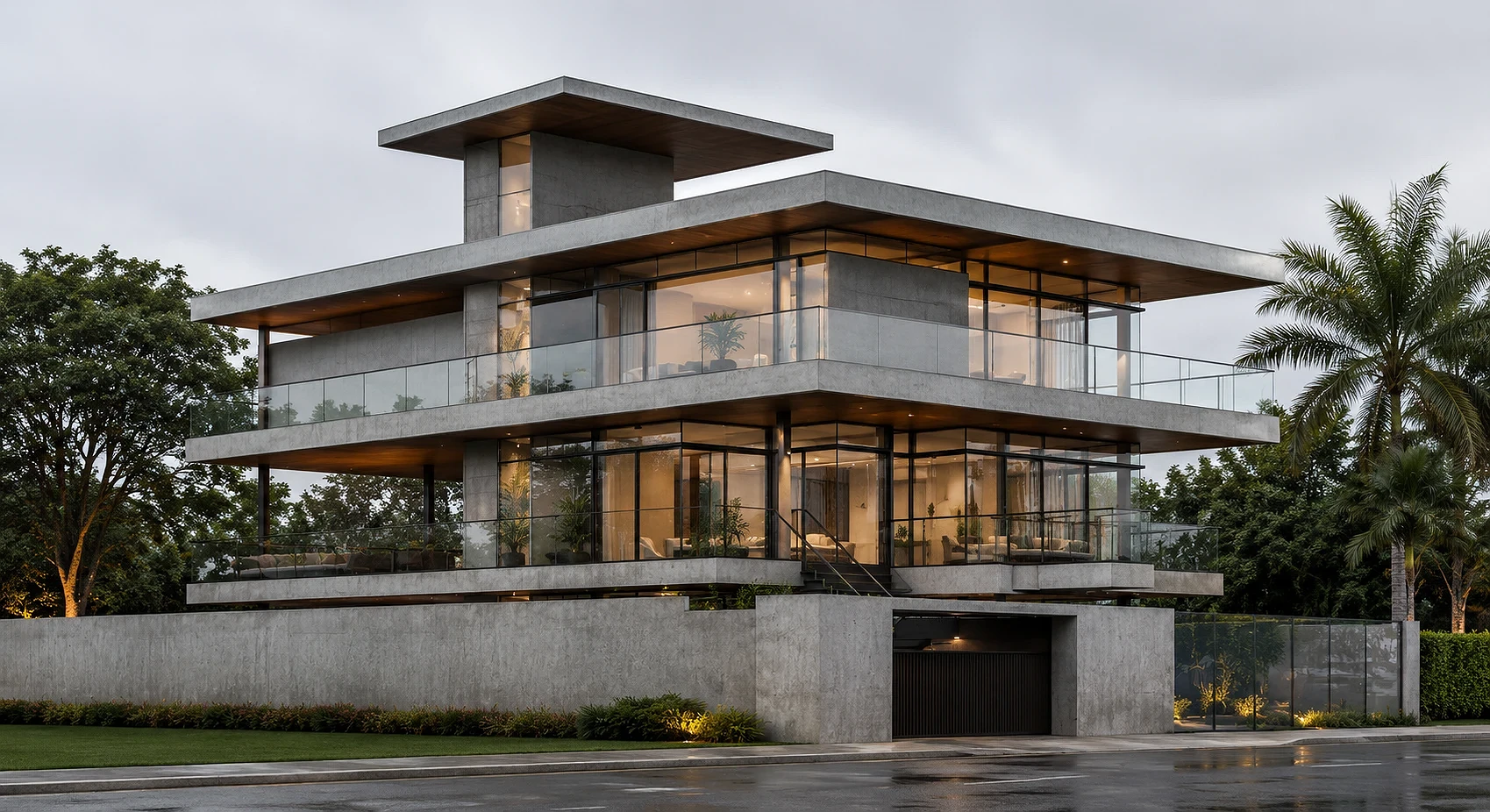 Board Formed Concrete, Floating Glass Boxes | Industrial Minimalist Mansion | Tagaytay